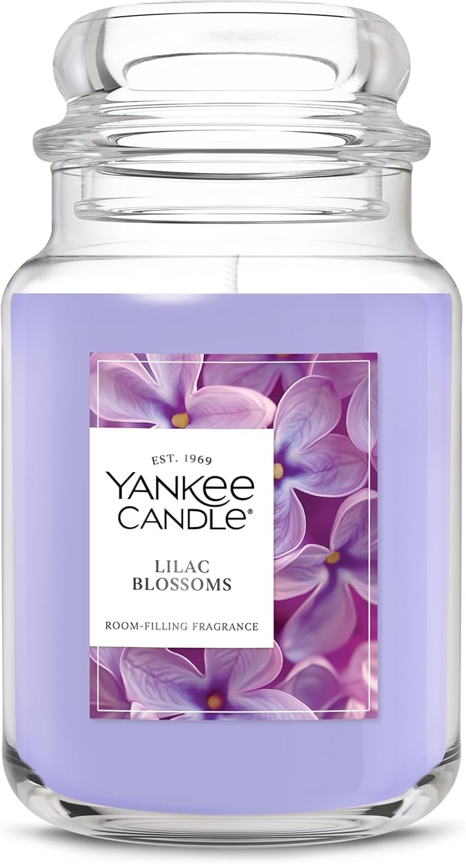 Yankee Candle Large Jar Scented Candle with up to 150 Hour Burn Time, Premium Plant Wax Blend for Consistent Burn, 22 oz Jar Candle with Room Filling Fragrance, Lilac Blossoms