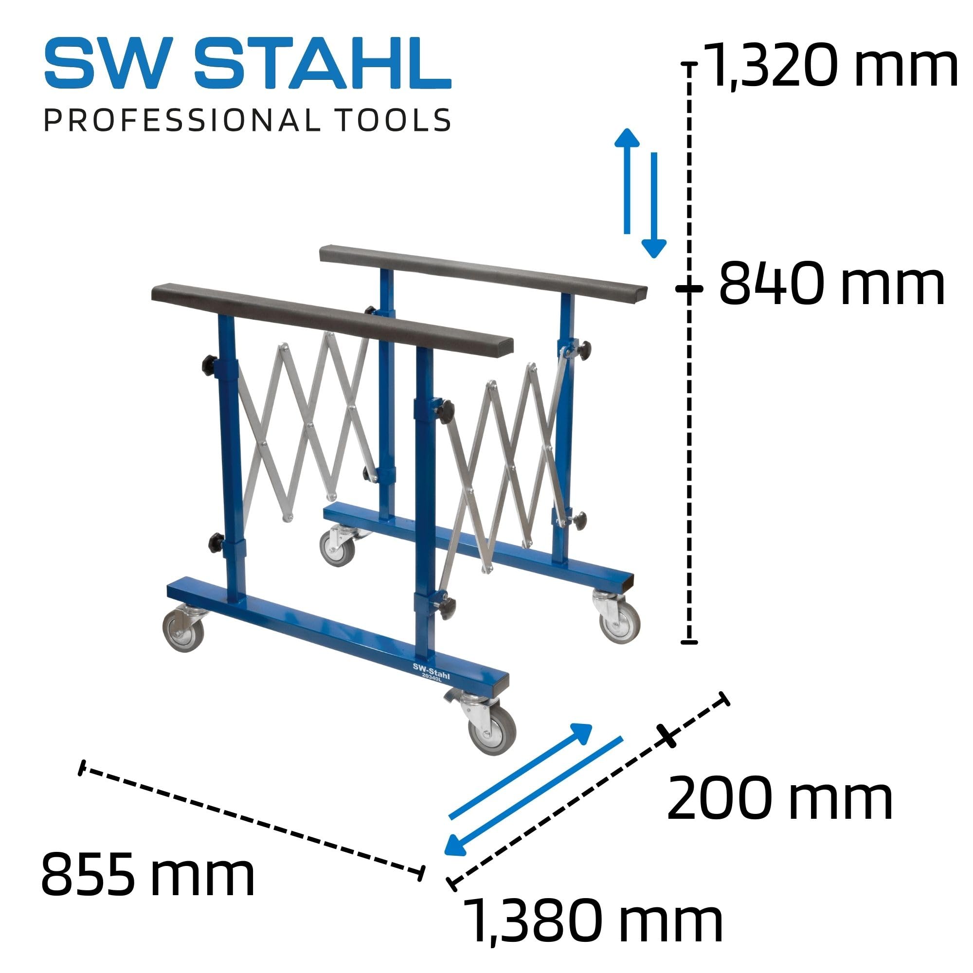 SW-Stahl 20340L Support Multi-Usage pour Équipement et Outils d'Atelier | Tréteau multifonction adaptable, idéal pour le rangement et l'organisation de matériel professionnel de garage.