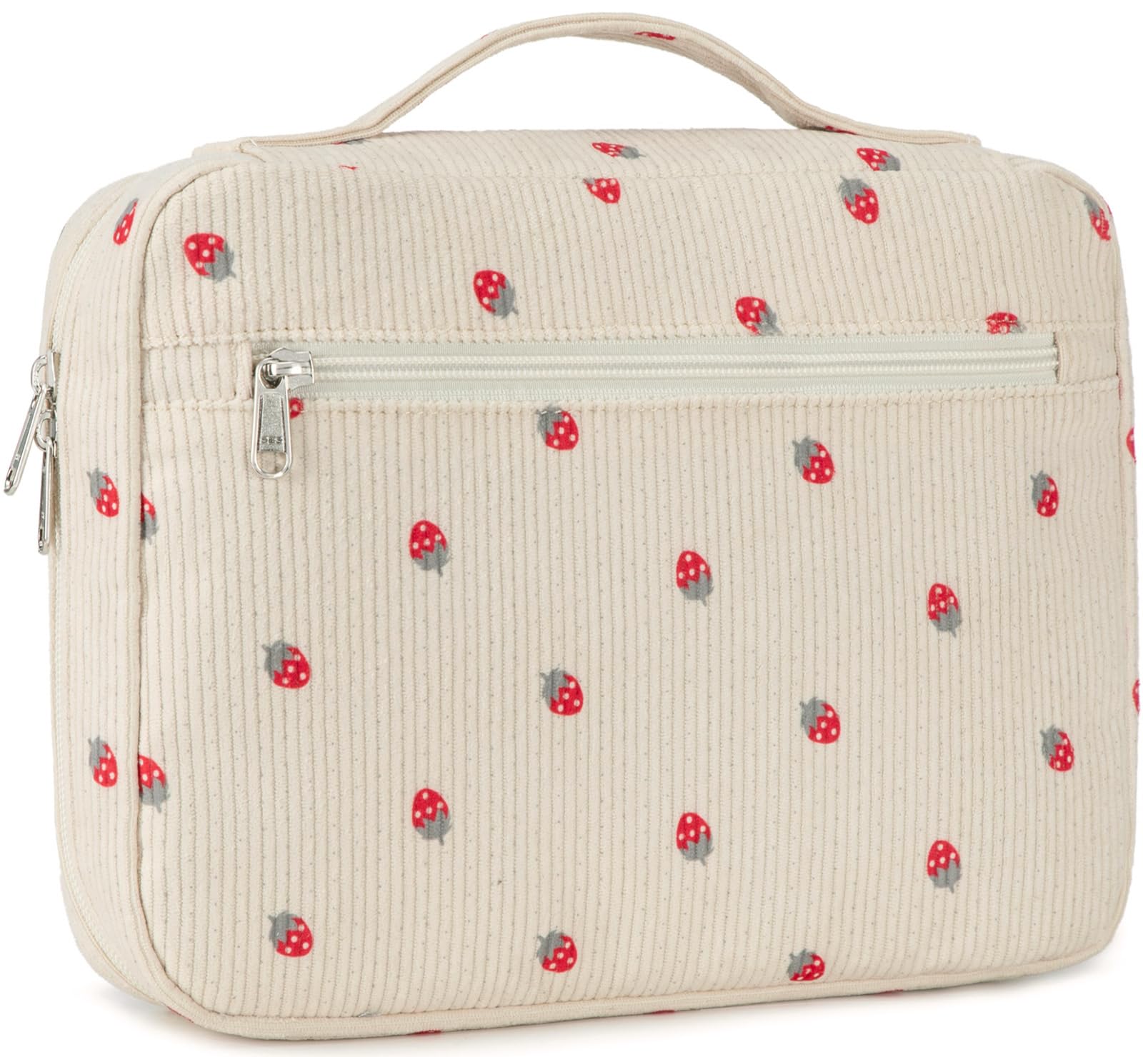 JIANYA Bible Cover Case for Women, Strawberry Bible Carrying Case Bible Carrier Bag for Girls with Handle and Zipper Pocket