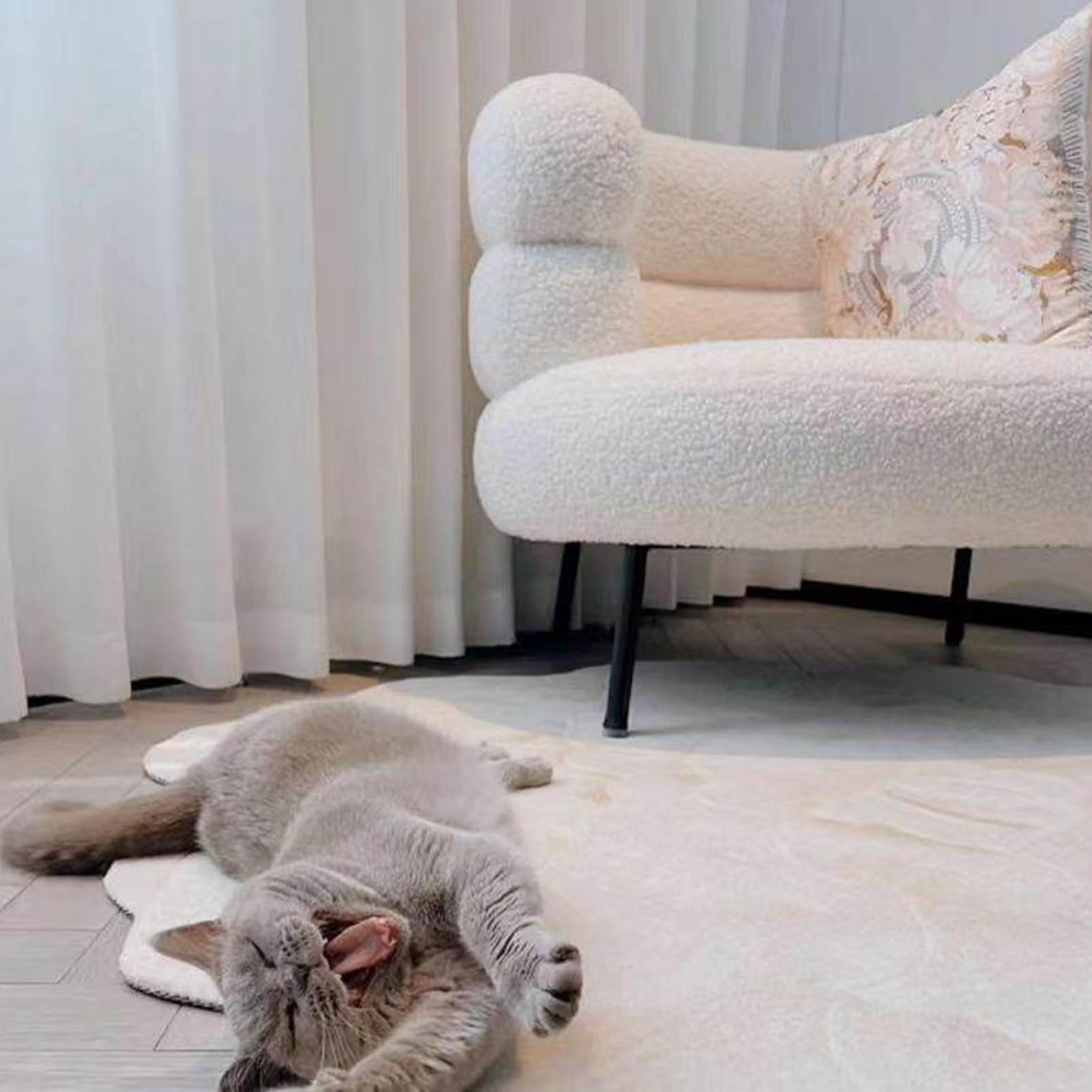 Poltrona da Salotto,Poltrona Imbottita In Tessuto Teddy con Braccioli,Design Avvolgente,Struttura In Legno e Gambe In Acciaio,per Soggiorno e Camera da Letto D