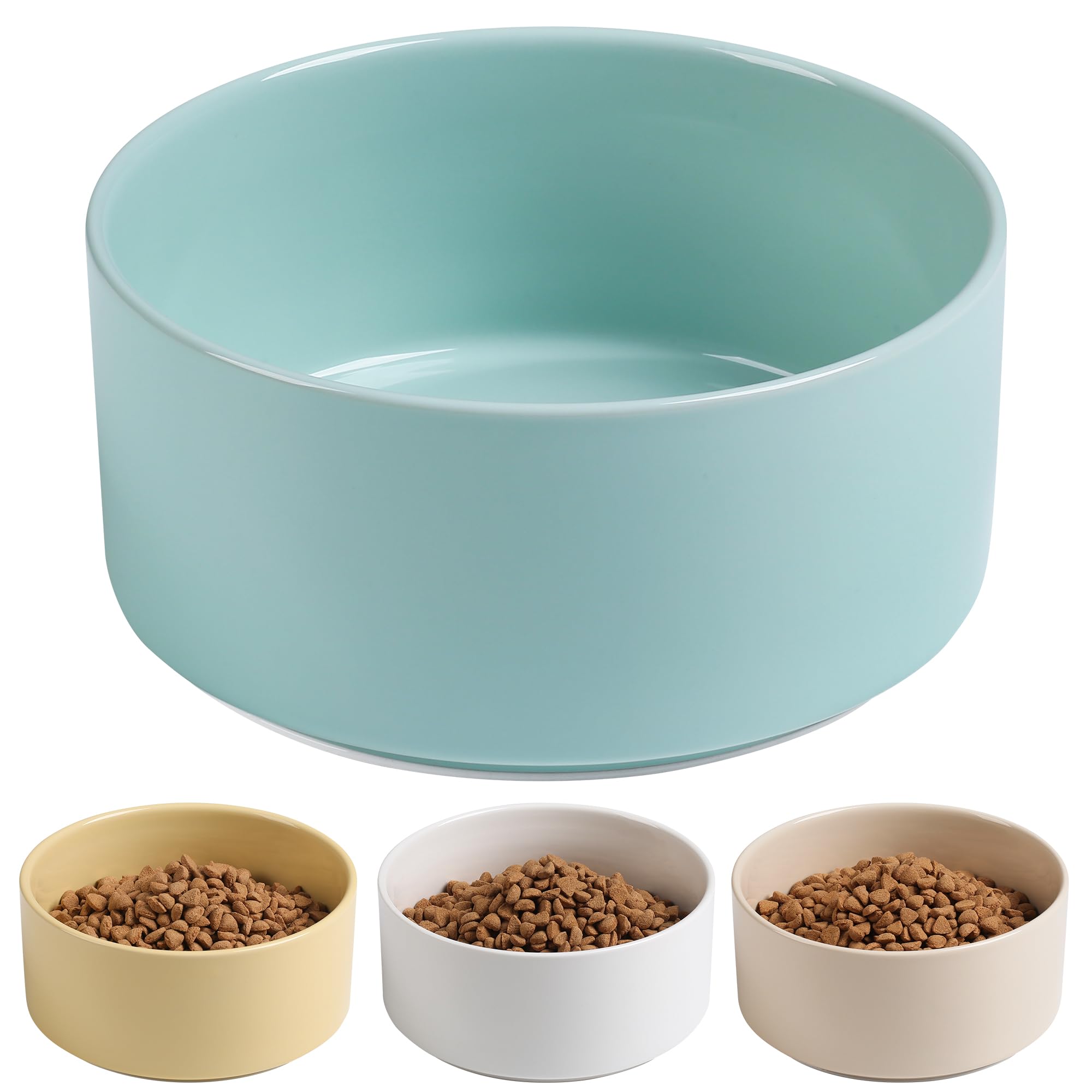 Kitwinney Dog Bowls, Non Slip Heavy Ceramic Dog Food and Water Bowl with Silicone Base, Pet Feeding Bowl for Puppies, Small and Medium Dogs (Glossy Light Green, 6 Inches) — image 1