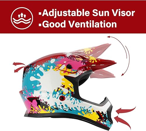 Miniatura 3 de XFMT - Juego de casco DOT de cara completa con gafas y guantes para motocross, cuatrimoto y vehículos todoterreno para niños y jóvenes, diseño