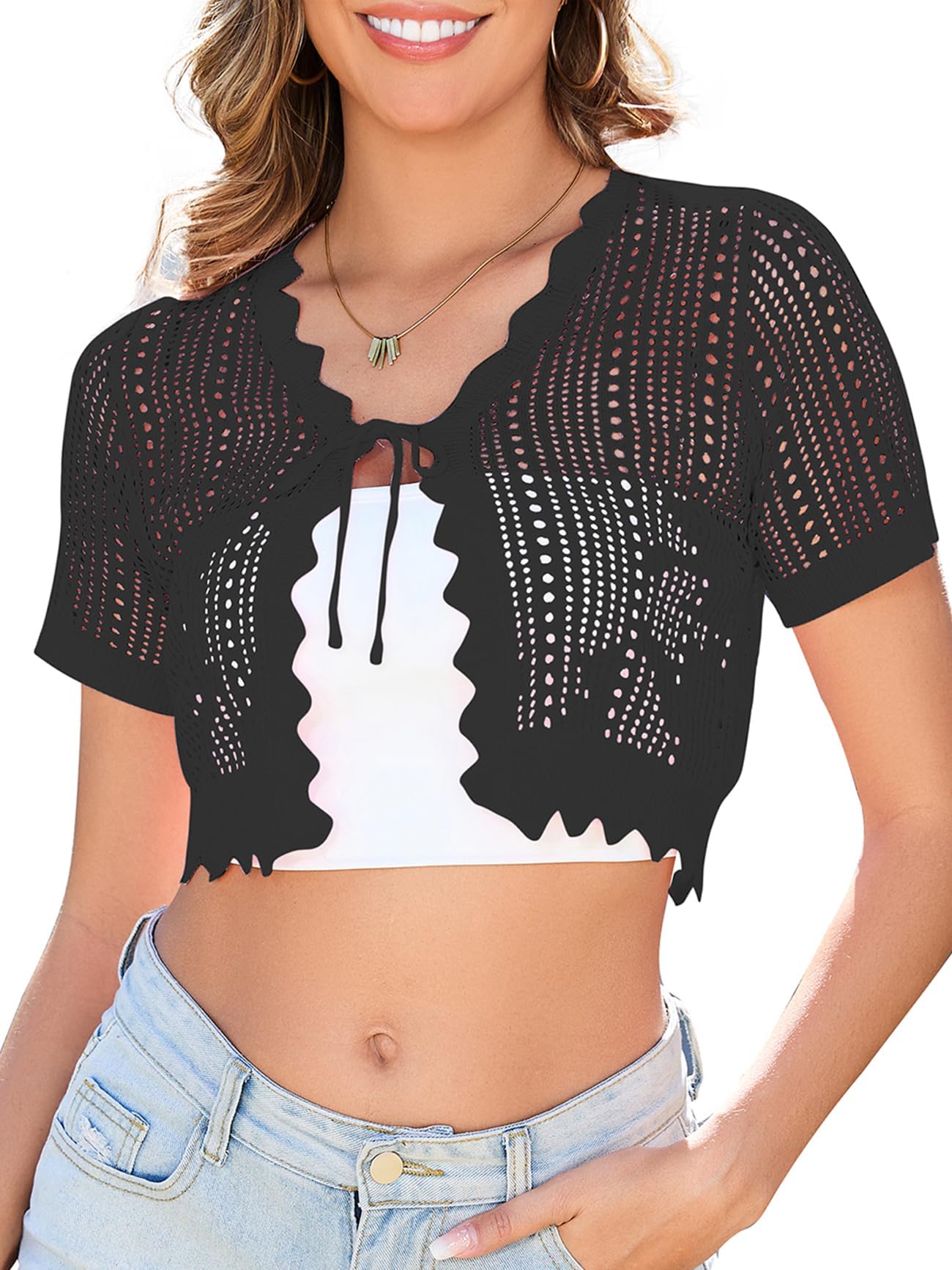 Women's Shrug Cardigan Short Sleeve Shrug for Women Knit Cardigans Sweater Cropped Sweaters Crochet Shrugs Cardigan