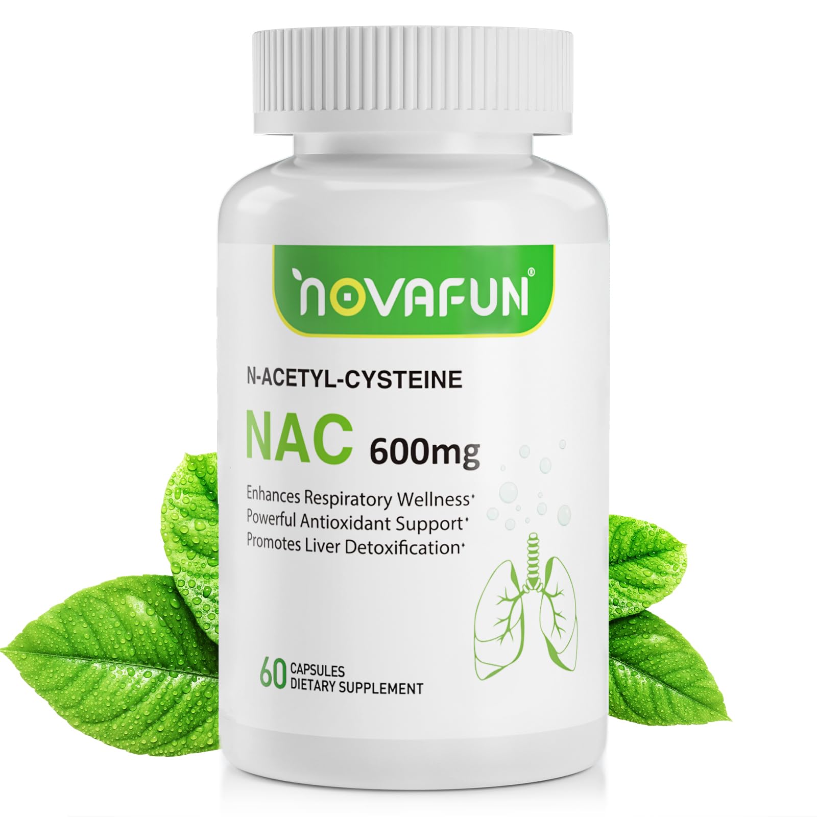 NAC 600mg Supplement, N-Acetyl Cysteine, 60 Capsules