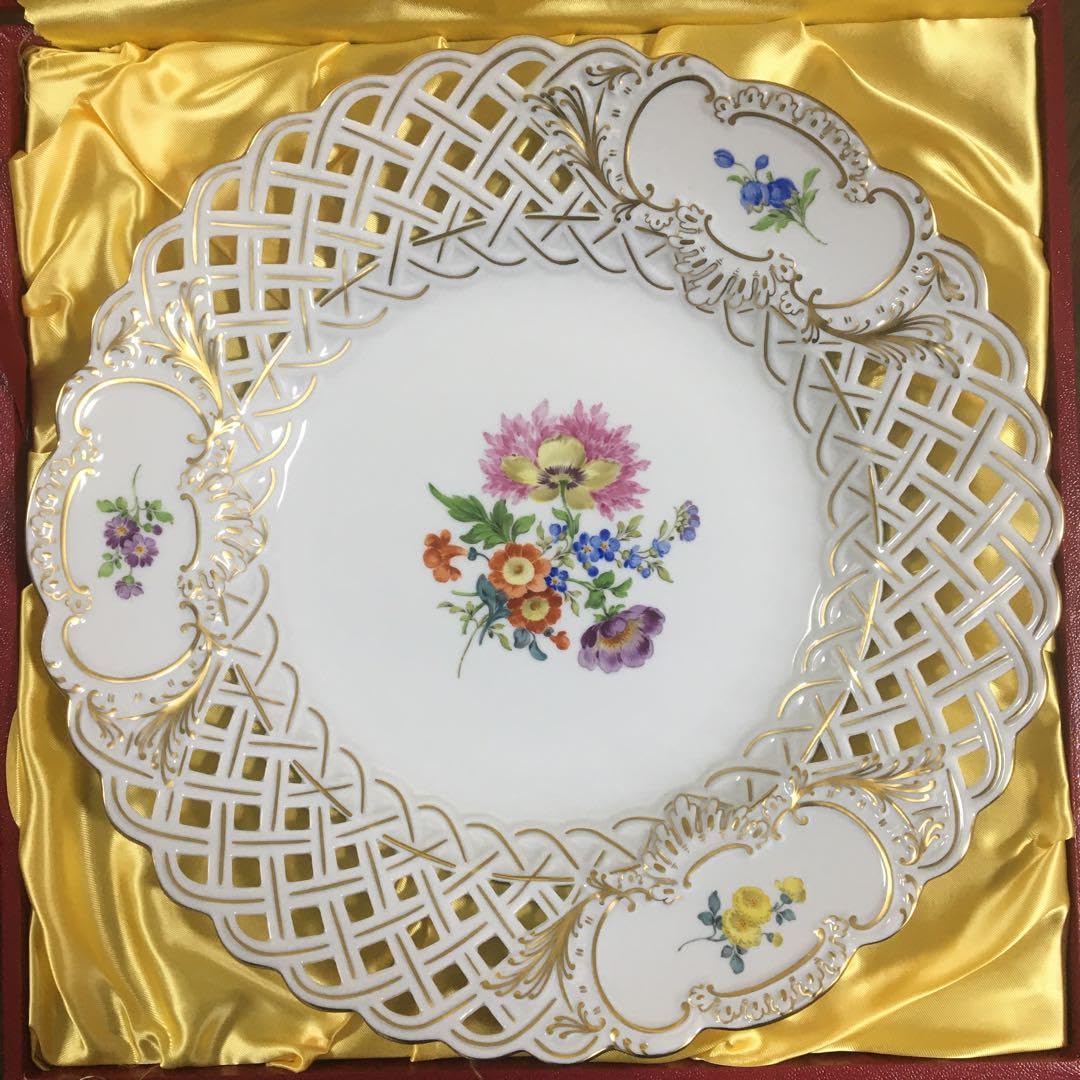 マイセン　金彩　透かし　楕円皿 マイセン金彩透かし楕円皿