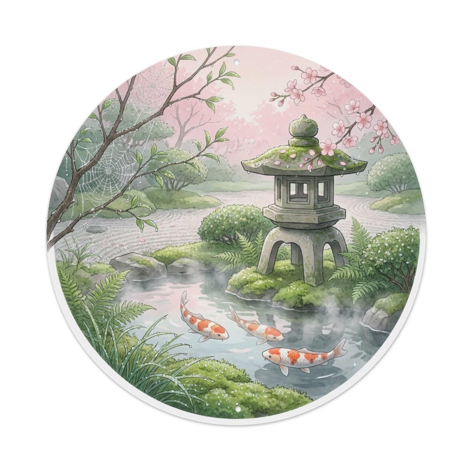 Galvaxio Style Japanese Koi Fish Dew Morning Sparkle Fresh Metal Tin Sign