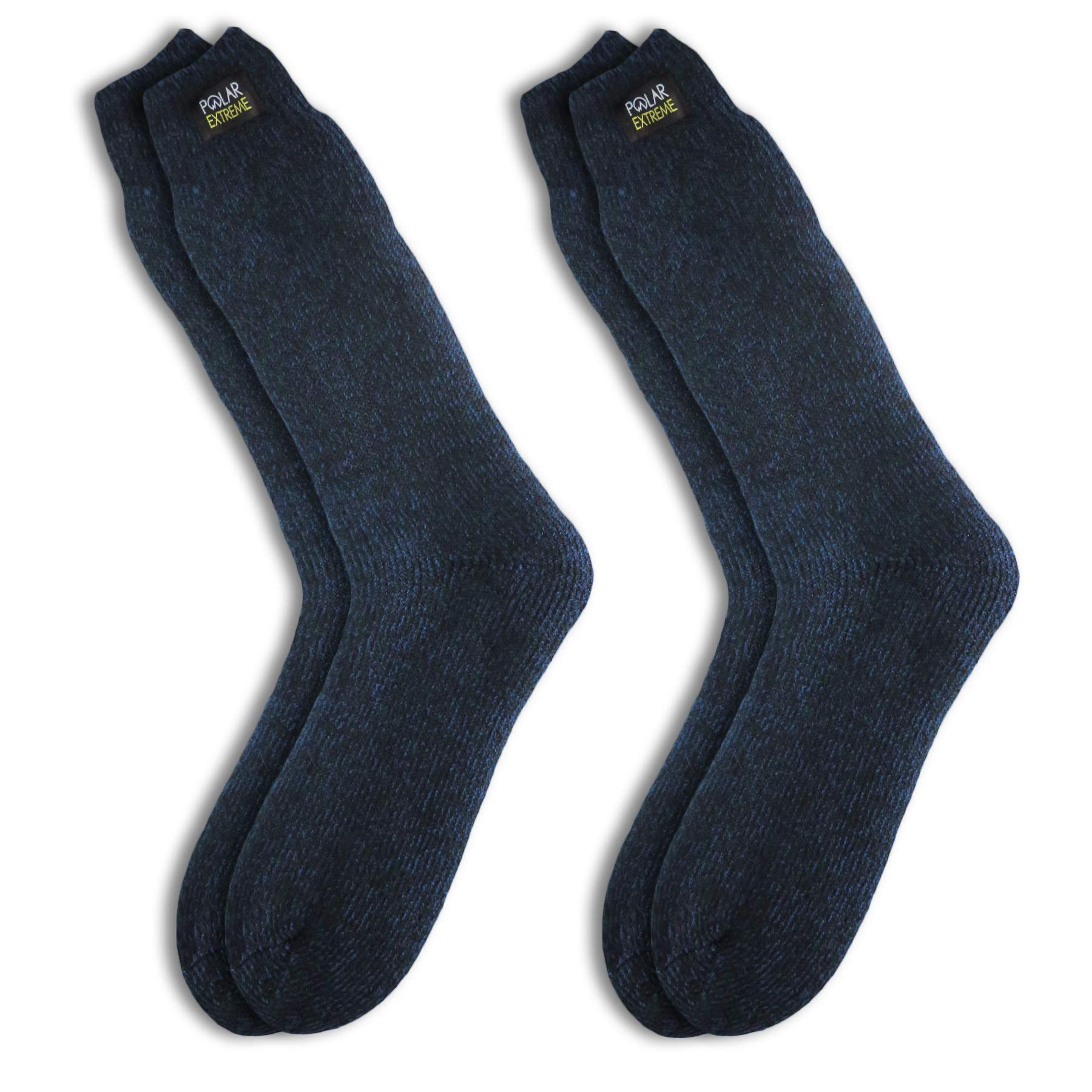 Polar Extreme Men's Thermal Sock Extra Heavy Acrylic Winter Marbled Socks (2 Pairs) (Blue)