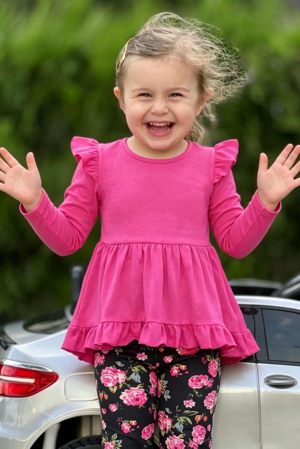 Arshiner Toddler Girl Clothes Fall Outfits Ruffle Sleeve Tops and Leggings