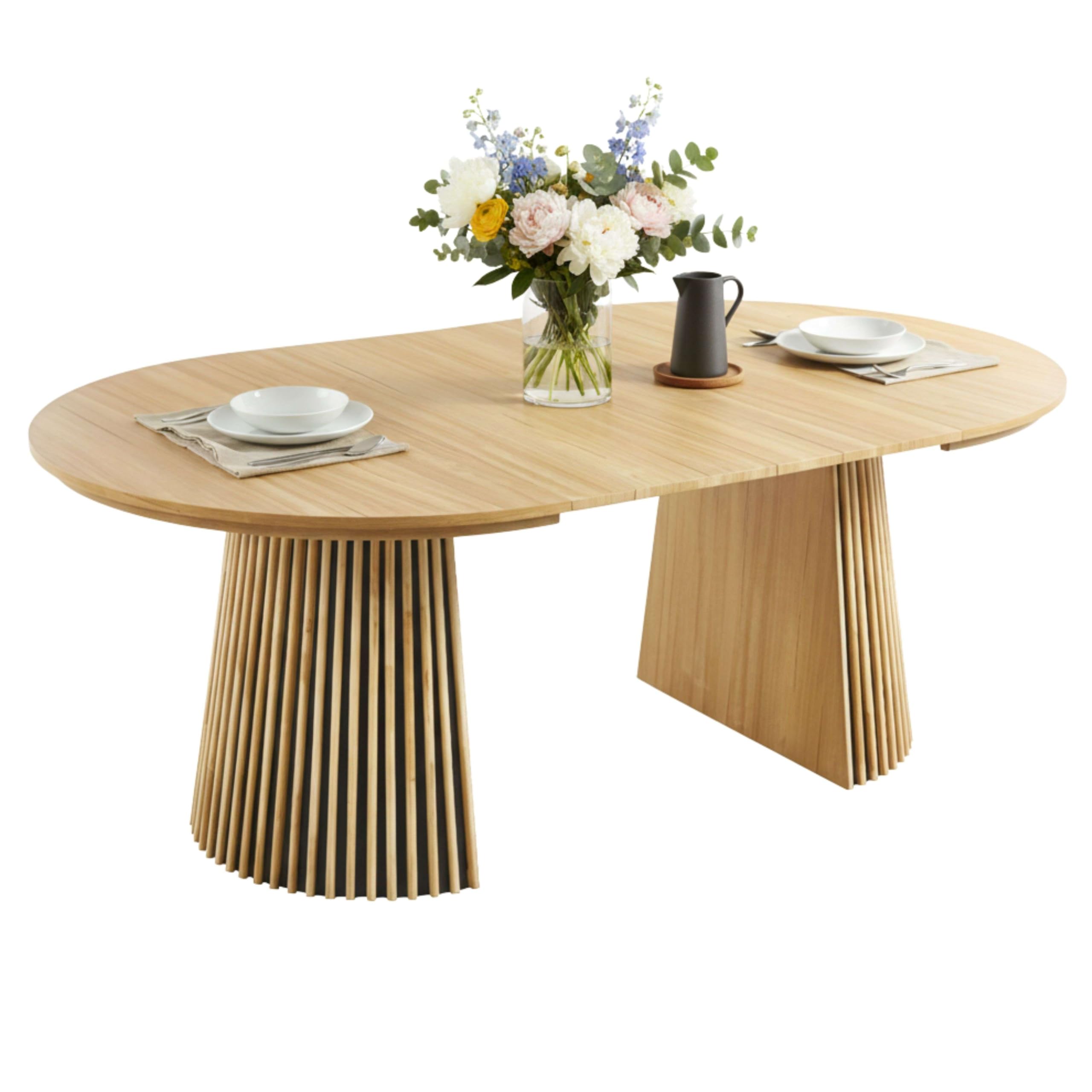Miroytengo Mesa Comedor Extensible Redonda Árbol Salón Roble Claro 120-160-200x75x120 cm