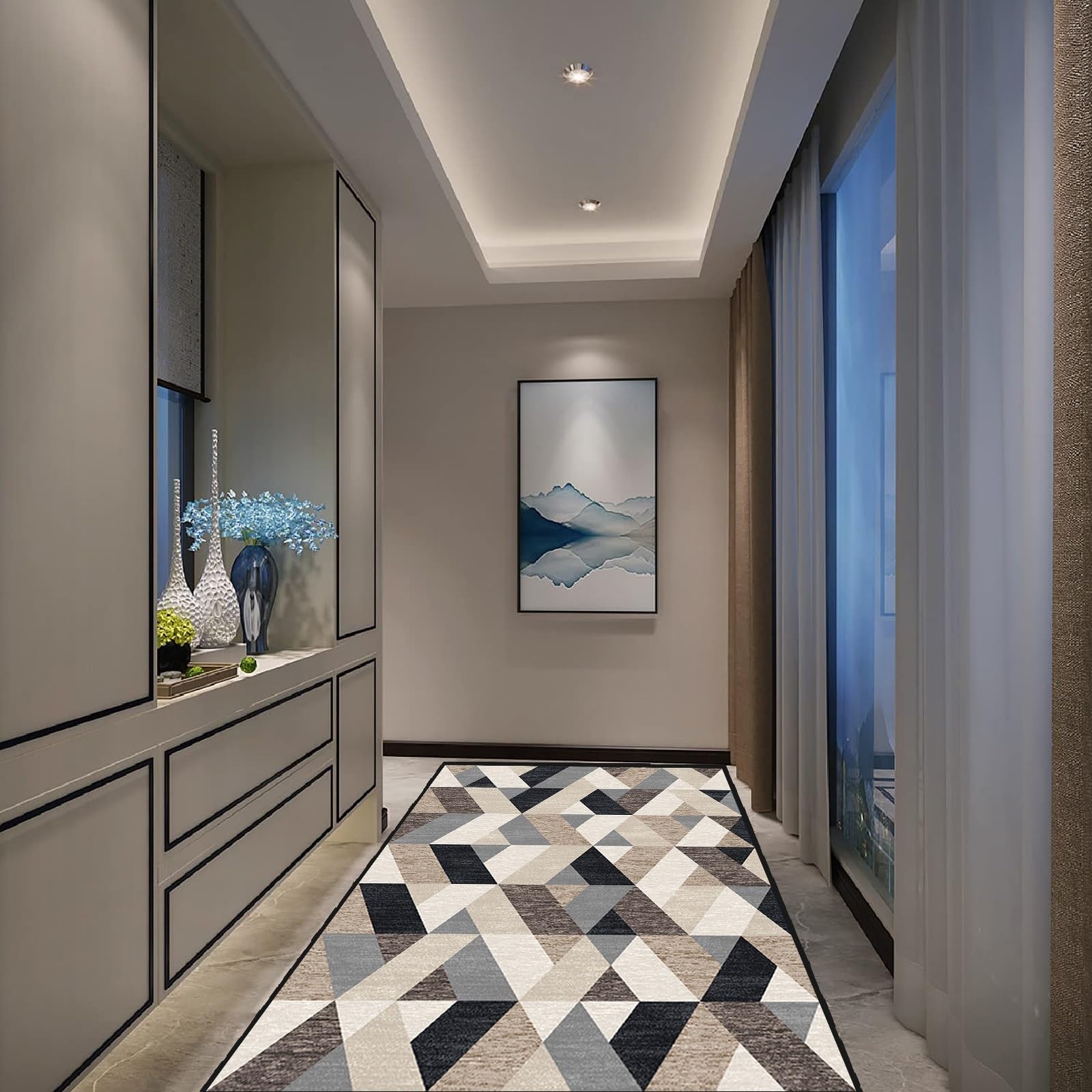 Tapis de Couloir Long 90x340 cm pour Éviter les Glissades et Protéger le Sol