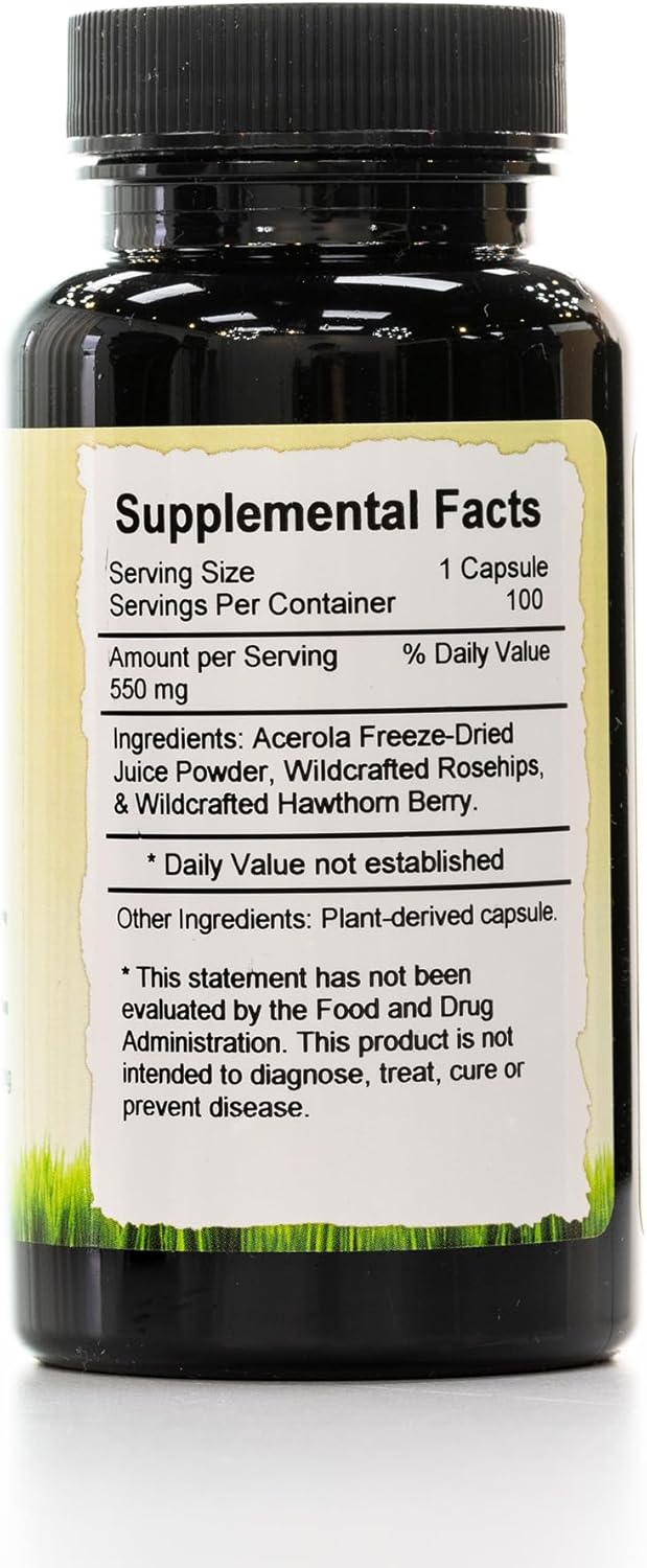 Herbal C Capsule — Vitamin C Supplements — Antioxidant and Immune System Booster, Adrenal Glands and Digestion Support — 100 ct