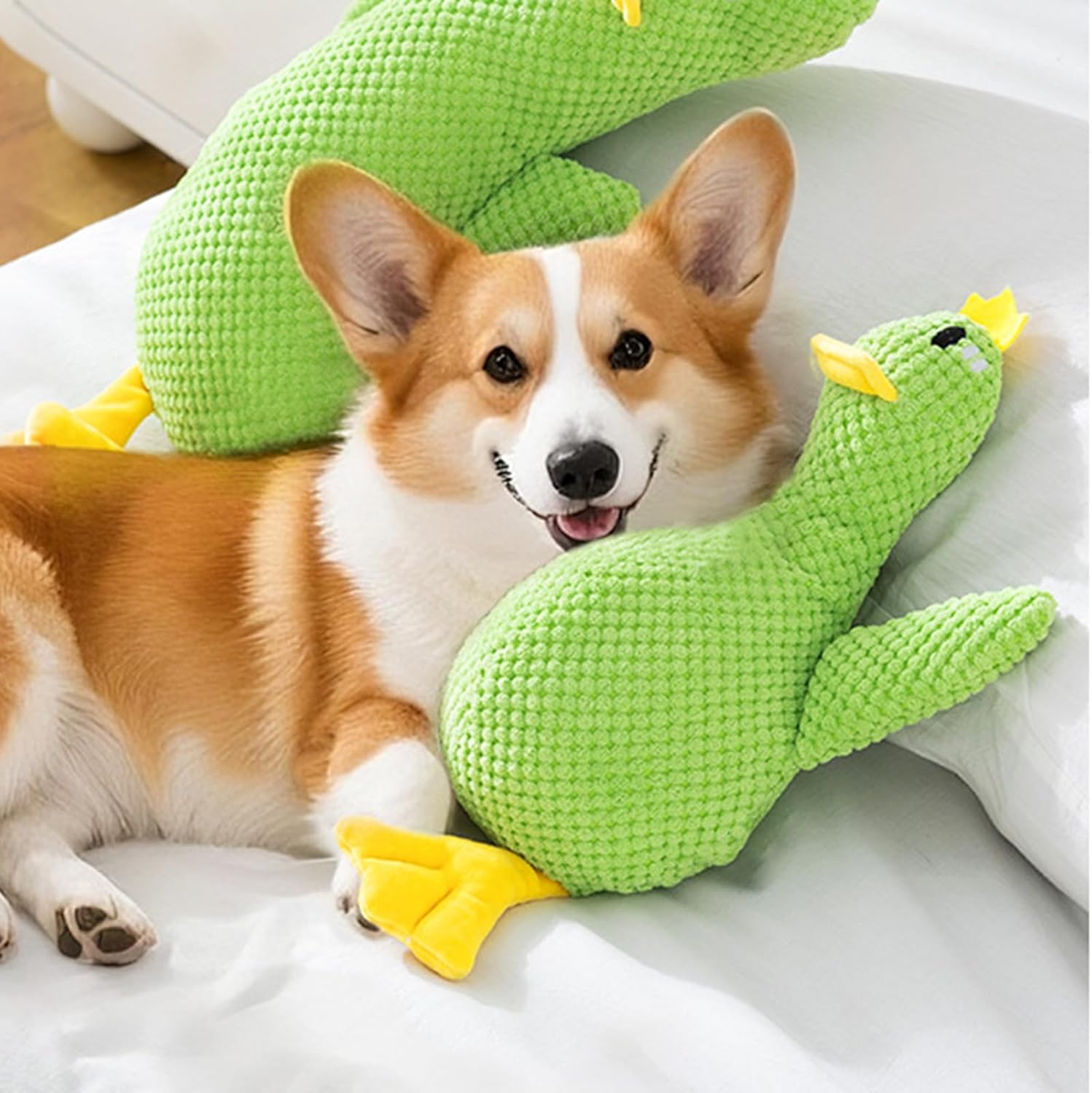 Calming Duck Toy,Stuffed Duck Dog Chew Toys - Squeaky Interactive Game Pillow for Indoor Play Travel Puppy Teething Crate Time Separation Stress Quiet Time Sleep Aid 10 71pj264FWIL. AC SL1500