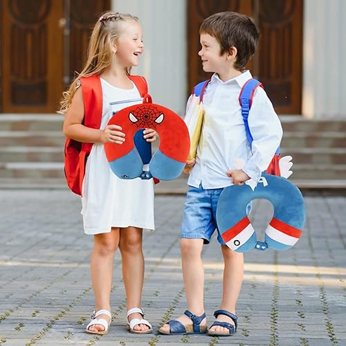 Miniatura 6 de Almohada de viaje de superhéroe para niños y adultos con antifaz para dormir, almohada de espuma viscoelástica en forma de U con funda lavable,