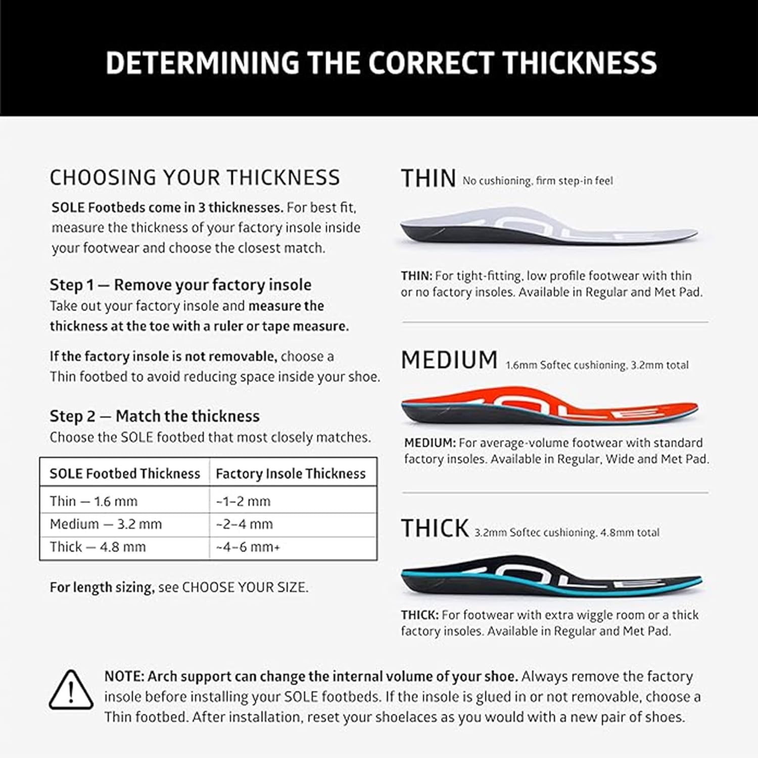 SOLE Active Medium Insoles - Custom Moldable Orthotic Support for Any Arch Type, Plantar Fasciitis Relief - Multiple Sizes