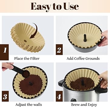 150Pcs Unbleached Paper Coffee Filters for Hamilton Beach 45 Cup 40515G