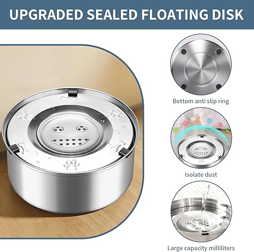 Miniatura 3 de Cuenco de agua para perros antiderrames, de acero inoxidable de 3 litros, para perros grandes, dispensador de agua a prueba de salpicaduras, tazón