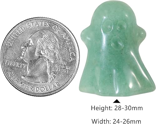 Miniatura 2 de SUNYIK 2 mini estatuas de fantasma de cristal, figura de fantasma de piedra tallada a mano, decoración de bruja para fiesta de Halloween, hogar,