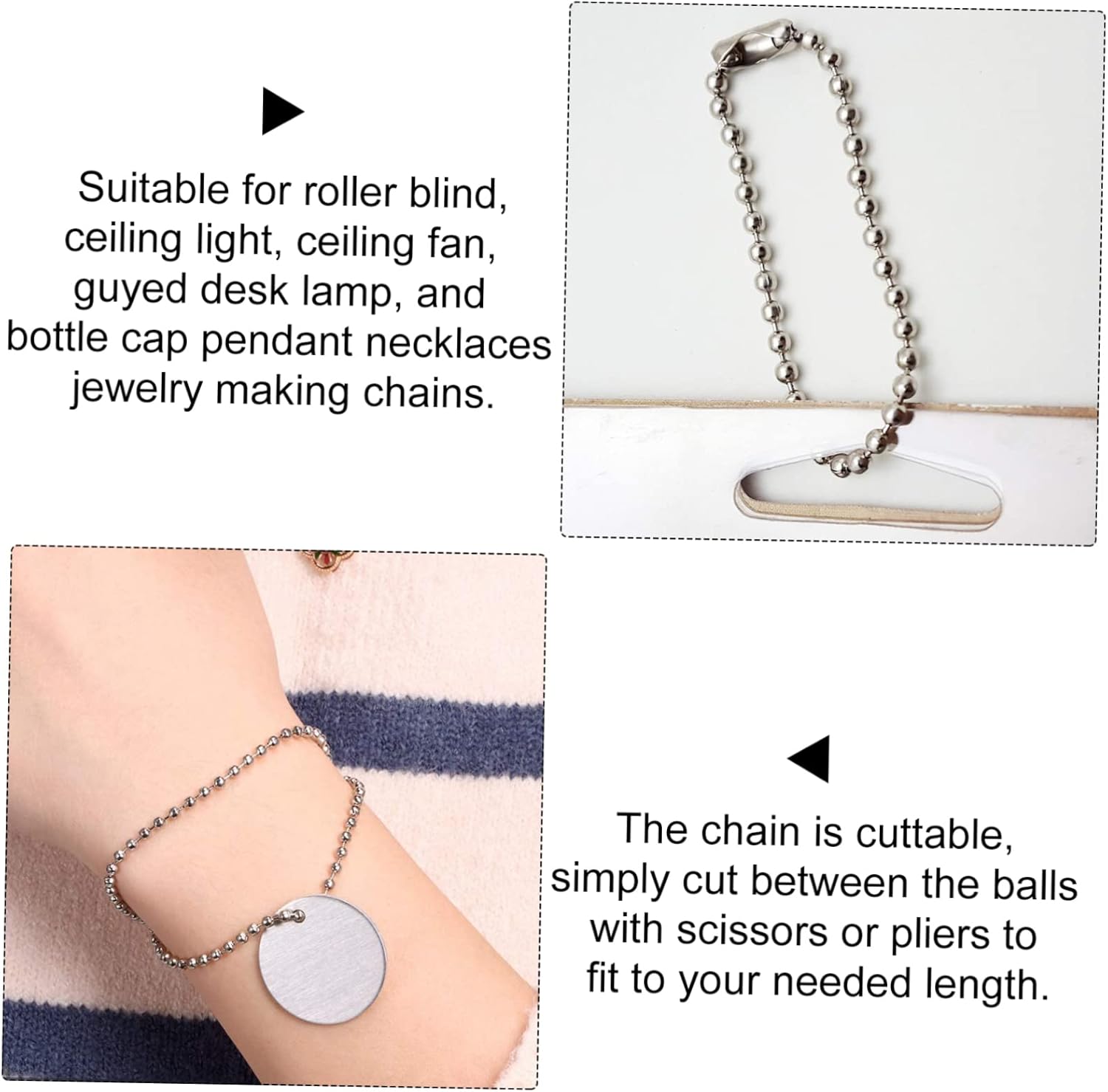 30M Beaded Chain Diameter for Jewelry Making for Roller Blinds Ceiling Lights and Pendant Necklaces Durable and Reliable