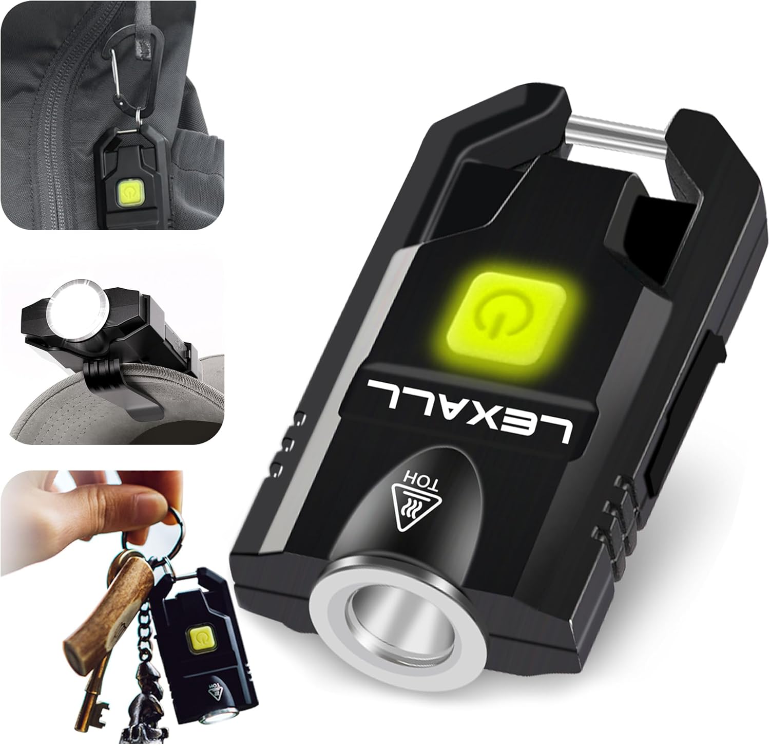 lexall LED Small Flashlight, 500Lumens Bright Mini Keychain Light, Portable USB Rechargeable Pocket Lights with 3 Modes Compact Baseball Cap Lights Indoor and Outdoor for Walking,Searching