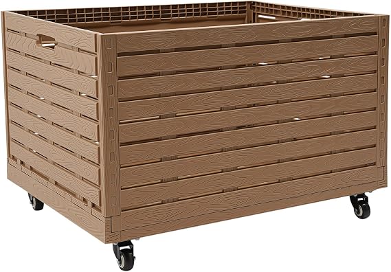Foldable Storage Bin 82x60x46cm Rolling Crate with Wheels and 440lbs Capacity for Travel Shopping