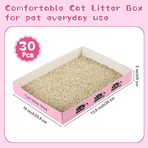 Miniatura 8 de Paquete de 30 cajas de arena desechables para gatos, bandeja de papel plegable para gatitos de 13.8 x 10 x 2 pulgadas, caja de cartón pequeña