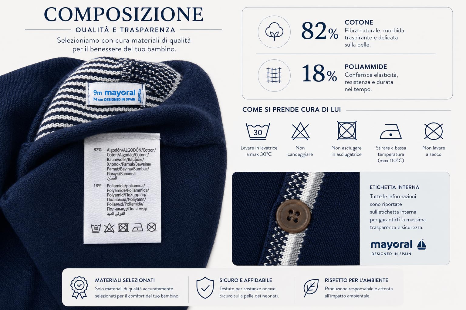 Mayoral Cardigan Neonato Bambino in Maglia – Golfino Elegante Blu Navy con Scollo a V e Bottoni | Collezione Daywear Bambino