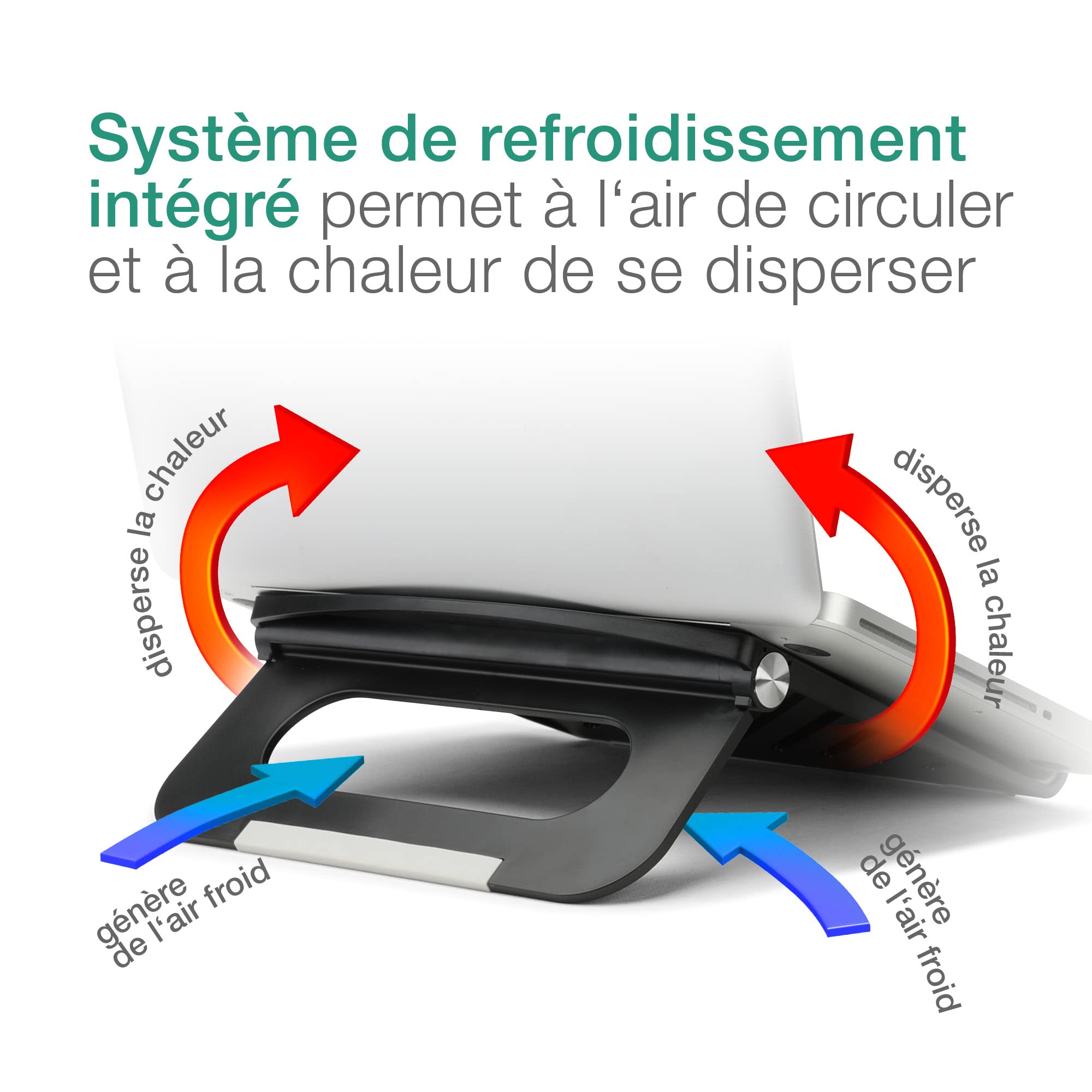 Support PC Portable CELLONIC - Réglable Et Ventilé - Jusqu'à 17 Pouces - Blanc - Ergonomique