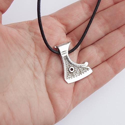 Miniatura 7 de Viking Axe Necklace 925 Sterling Silver - Thors Hammer Mjolnir Pendant Necklace - Celtic Pagan Norse Nordic Scandinavian Jewelry for Men - Handmade