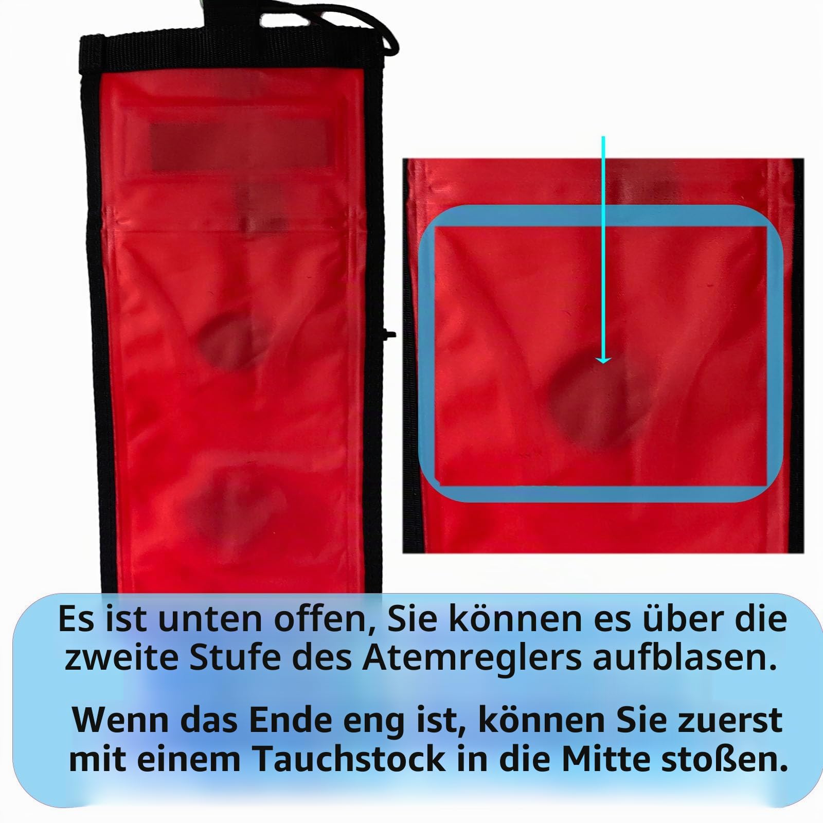 DSMB Oberflächenmarkierungsboje mit 30,5 m Fingerspule Taucher unten Signalflaggenrohr Tauchausrüstung Offener Boden Set