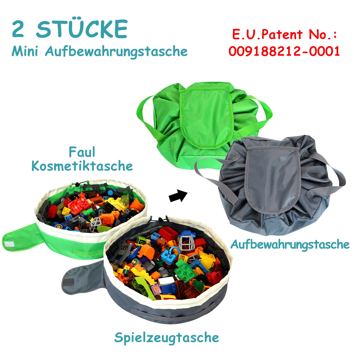 Sack Spielzeug Aufbewahrung Teppich Tasche für Lego － Kinder Spieldecke Aufraeumsack für Duplo Tragbare Lazy Speicherung Tasche als Geschenk Baby