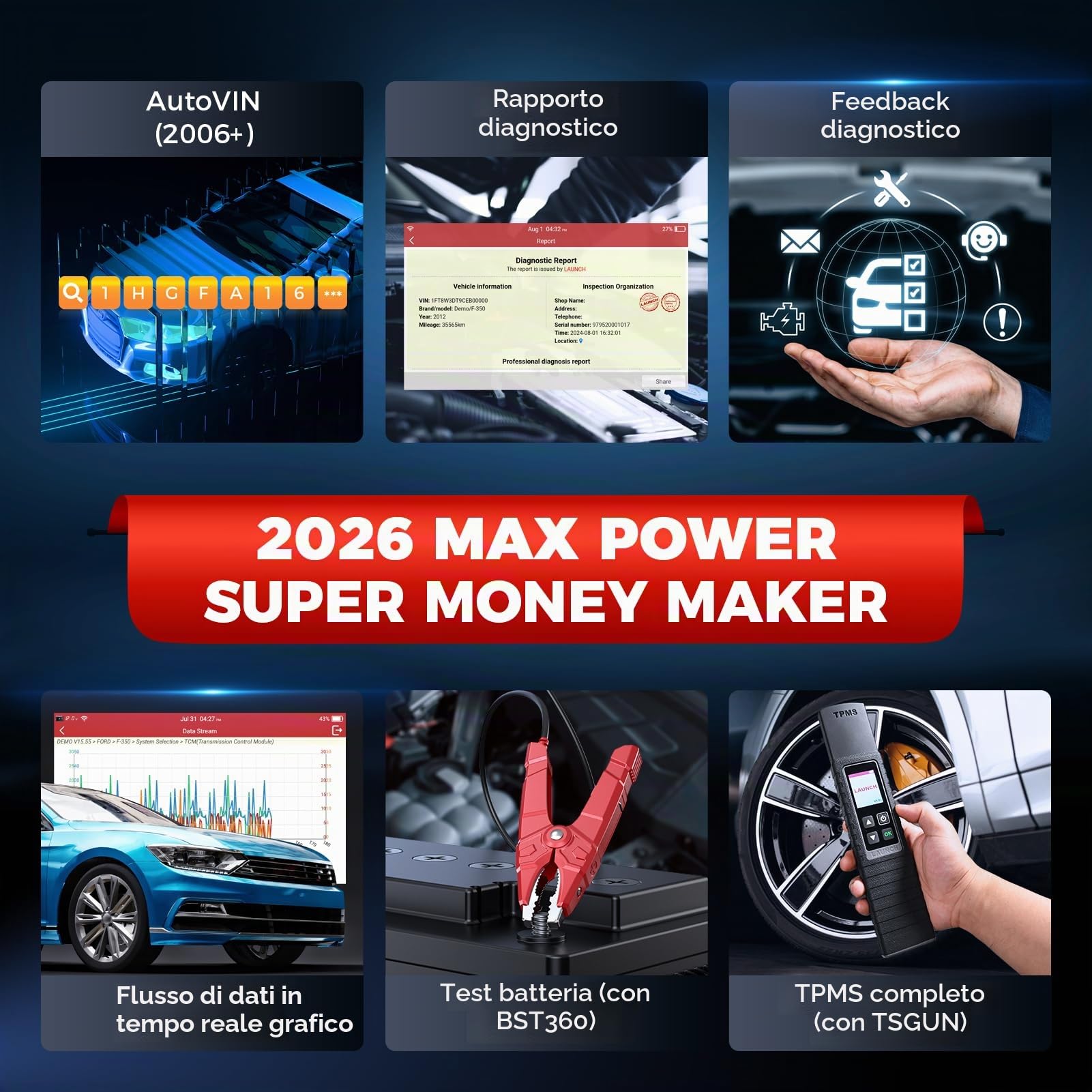 LAUNCH X431 CRP919X Lite Diagnostico OBD2, Strumento di Scansione Bidirezionale Scanner per Tutti i Sistemi, 32+ Servizi, Autenticazione FCA AutoAuth, AutoVIN, 2 Anni di Aggiornamenti Gratuiti