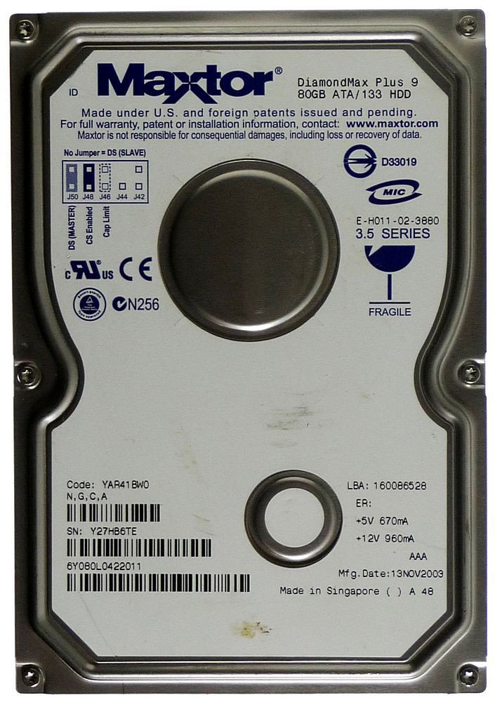 Disque Dur IDE Maxtor DiamondMax 82160D2 - 2.1 Go, Format 3.5", Pour PC Anciens (486, Pentium) - Occasion