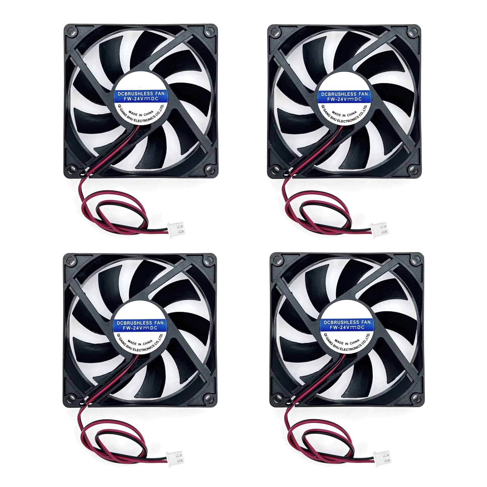 JZK 4pcs 80x80x15mm 2 Pole DC 24V Mini Fans with Cables 8015 Small 80mm 8cm 8cm Brushless DC 24V 3D Printer with Cable and Plug
