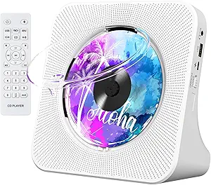 Portable CD Player with Bluetooth, Gueray Desktop CD Music Players for Home Built-in Double HiFi Sound Speakers, Support AUX&USB Headphone Jack, FM Radio Boombox, LCD Screen Display for Kids Gift