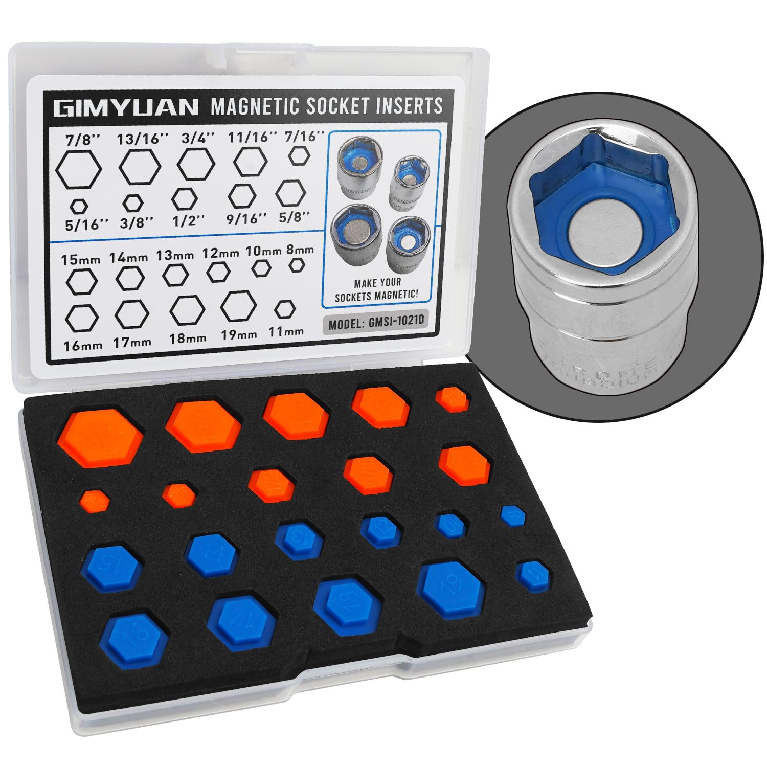 ContactGlove2＋magnetra2 セット　Lサイズ GIMYUAN 21PCS Magnetic Socket Inserts for SAE Metric 5/16 to 7/8