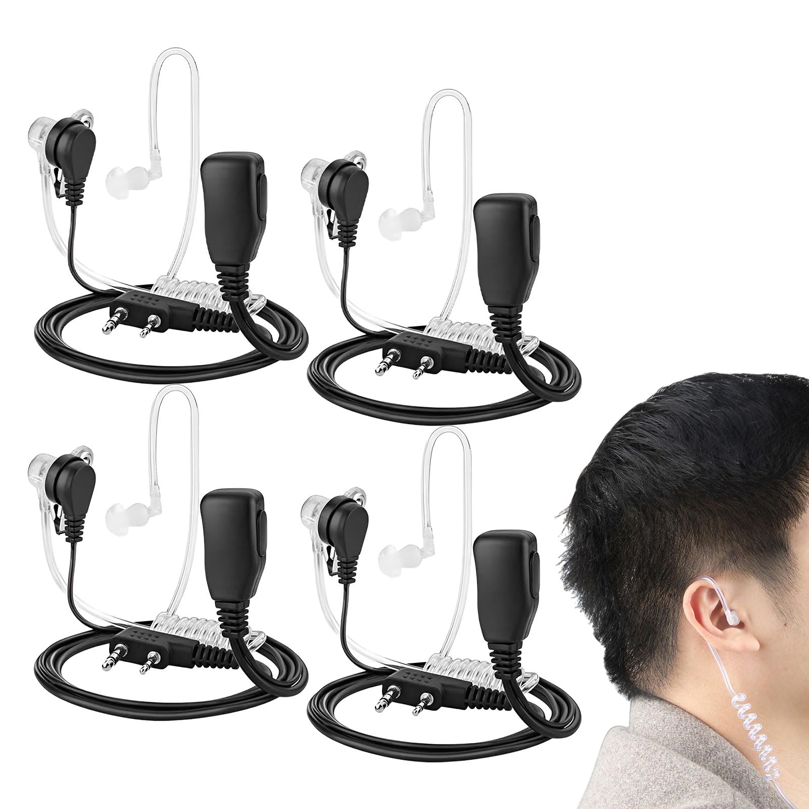 Oreillette Talkie Walkie pour Motorola, 4 pièces Oreillette Talkie Walkie, Oreillette pour Baofeng, Casque Ta lkie W Alki e, Ore illette Tal kie WA lkie pour Baofeng, pour Baof eng 888S. - 1