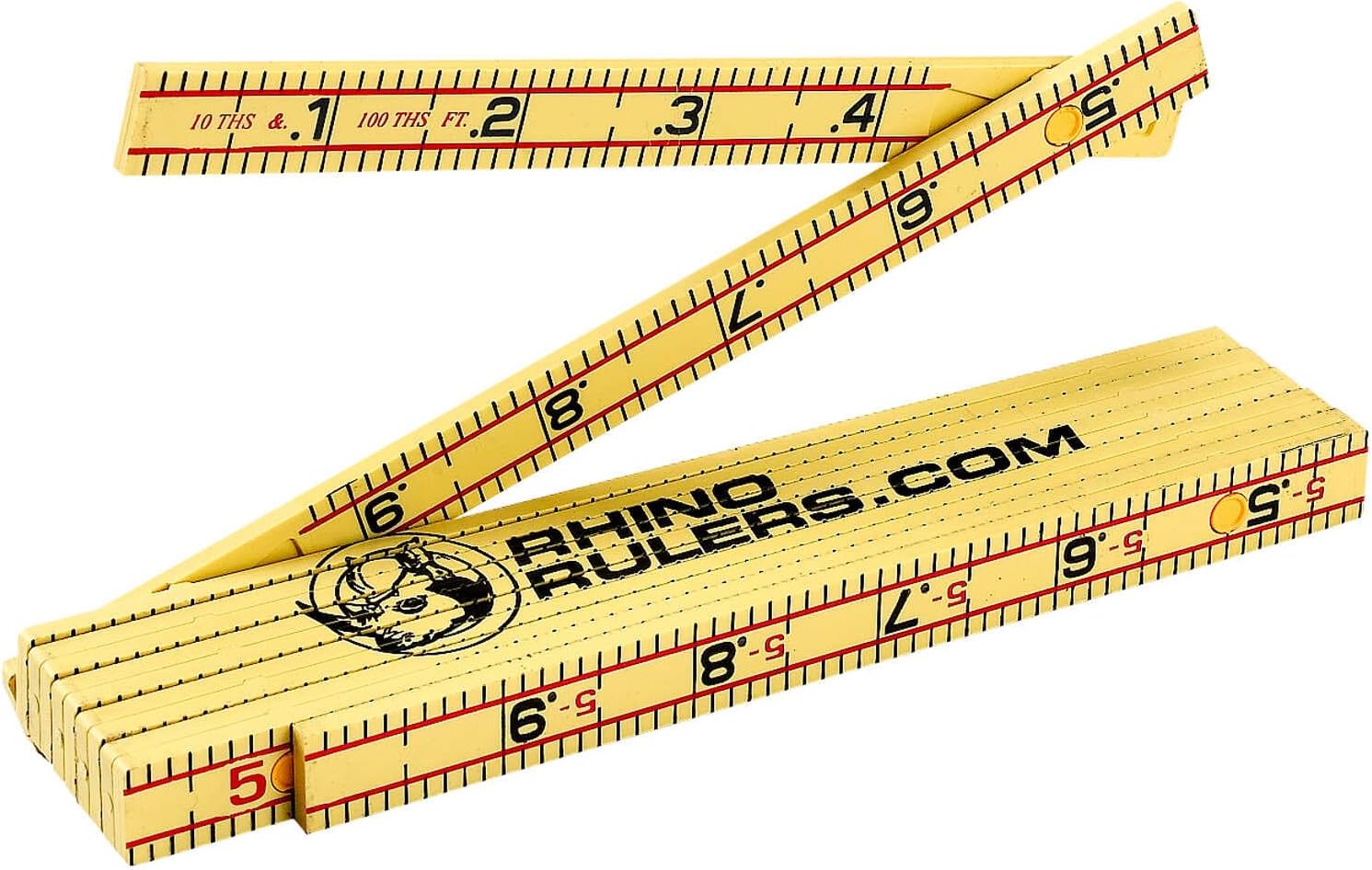 ChrisNik 355125 6' Rhino Folding Ruler 10ths & Inches