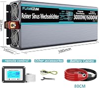 SUDOKEJI 3000W Tiszta Szinuszos Feszültségátalakító 12V-230V Inverter Távirányítóval LED Kijelzővel Autóba Lakókocsiba 8