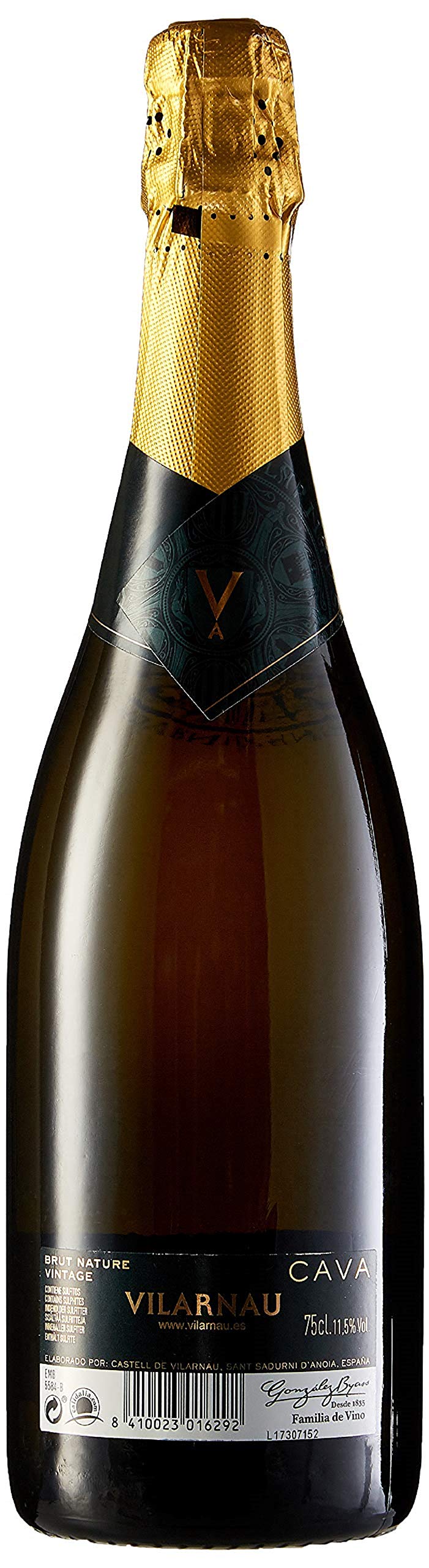 Vilarnau Brut Nature Reserva - D.O. Cava - Orgánico - 750 ml (Paquete de 3)
