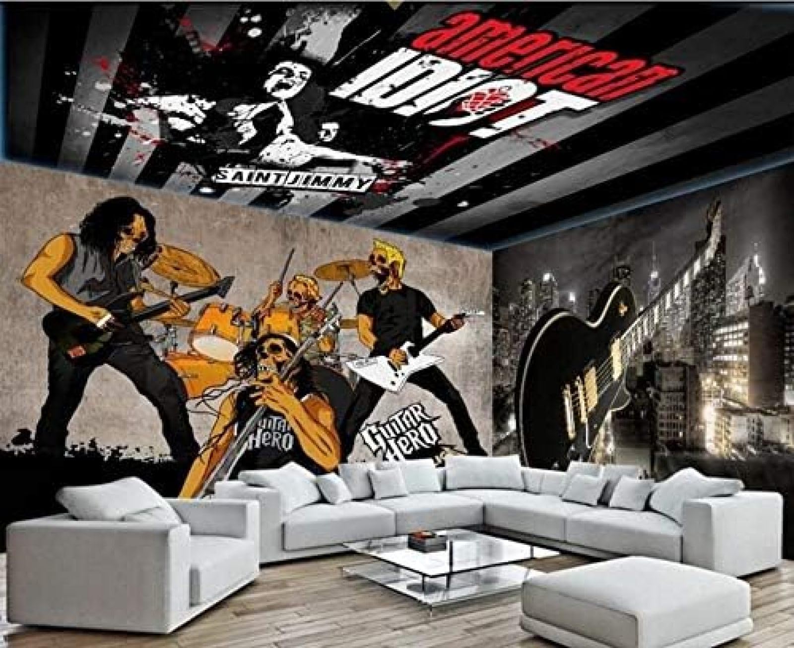 XLMING Mode Totenköpfe Neuheit Band Bilder 3D Tapete Wohnzimmer Sofa Schlafzimmer Esszimmer Home Dekoration Wand-300cm×210cm