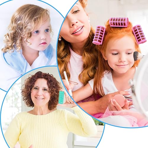 Miniatura 6 de Juego de 30 rodillos de autoagarre, 5 tamaños para cabello largo, mediano y corto, rodillos grandes para volumen, rizadores a presión para peinar el