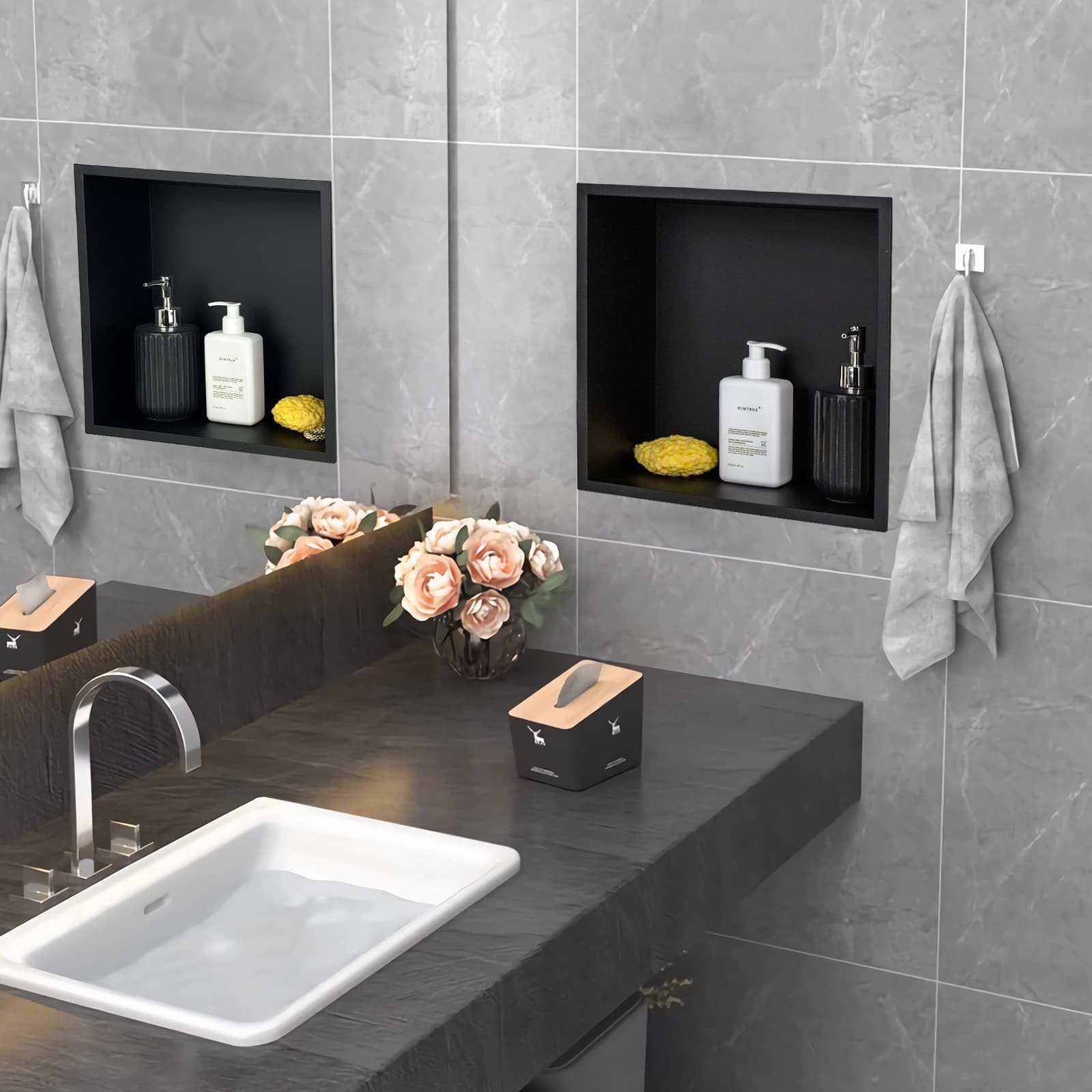 Nicchia Doccia In Acciaio Inox AISI 304 – 30x60 Cm, Senza Piastrelle, Facile Da Pulire E Installare