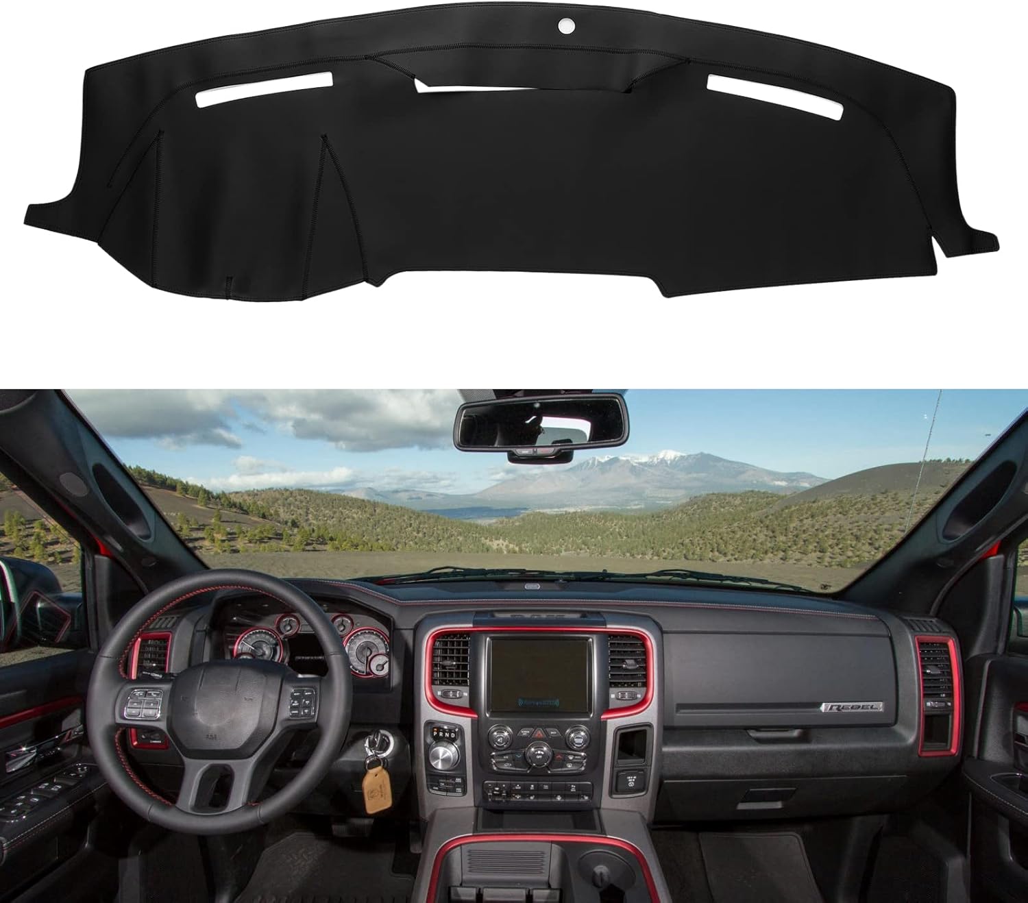Dashboard Dash Cover Leather Dashboard Cover Compatible with 2010-2014 Dodge Ram 1500 2500 3500(Black) 10-14 Dodge Ram