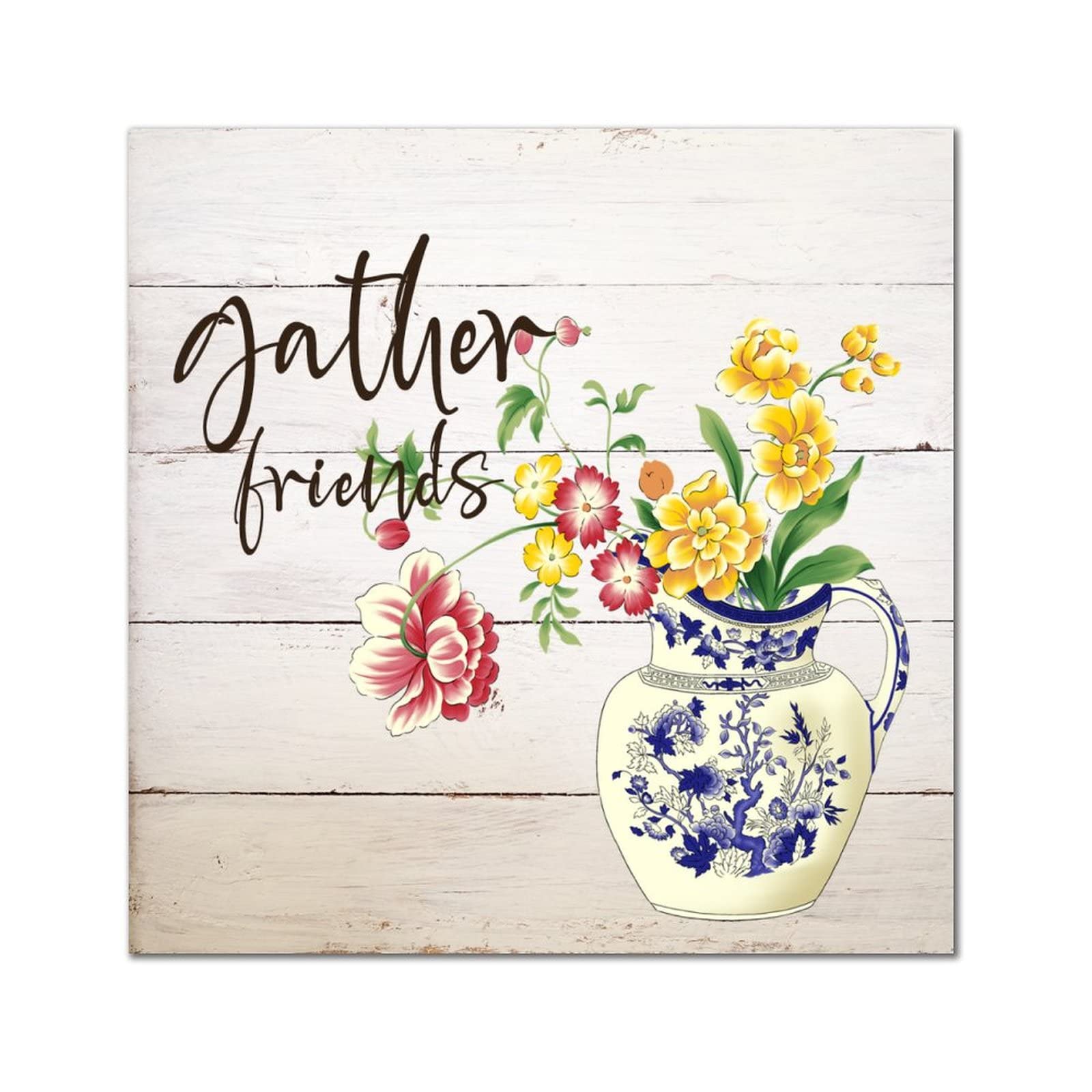 Cadre vintage bois orchidée fleur suspension murale 40cm
