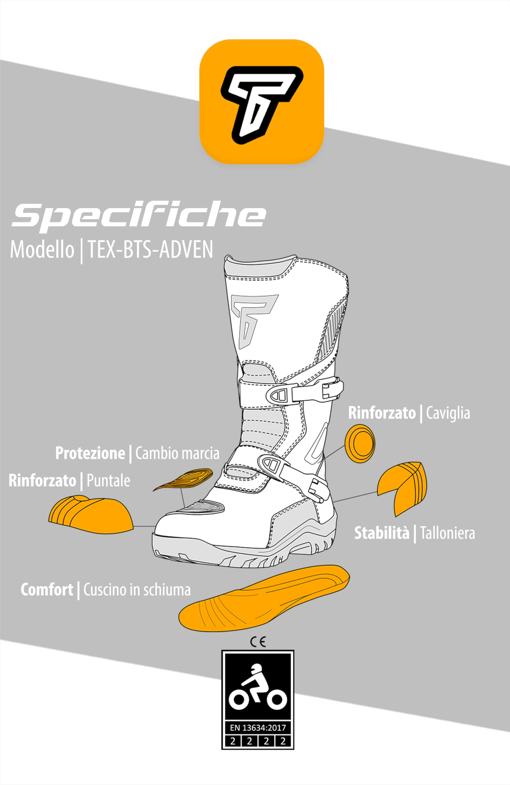Texpeed Stivali in Pelle Uomo Da Moto - Adventure 100% Scarpe Da Moto Impermeabili A Taglio Lungo Approvate CE Per Touring Cruiser - Nero - EU 43