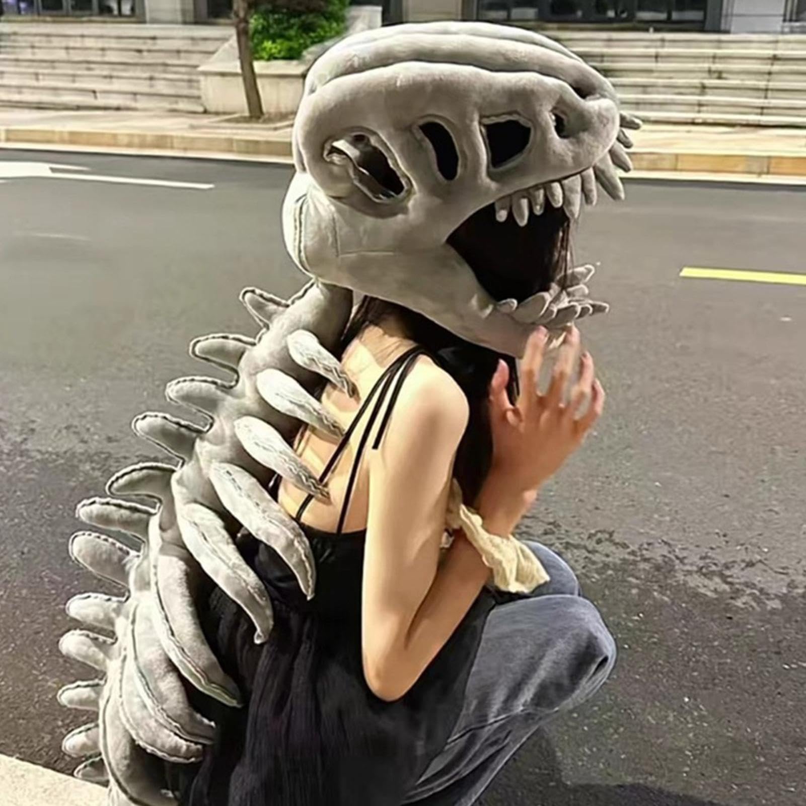 Kostium Pluszowy Szkielet Dinozaura Miękka Zabawka Pluszowa | Strój Na Halloween Dla Szkieletów Dla Dzieci I Dorosłych Na Występ Sceniczny Imprezę Tematyczną Bal Maskowy