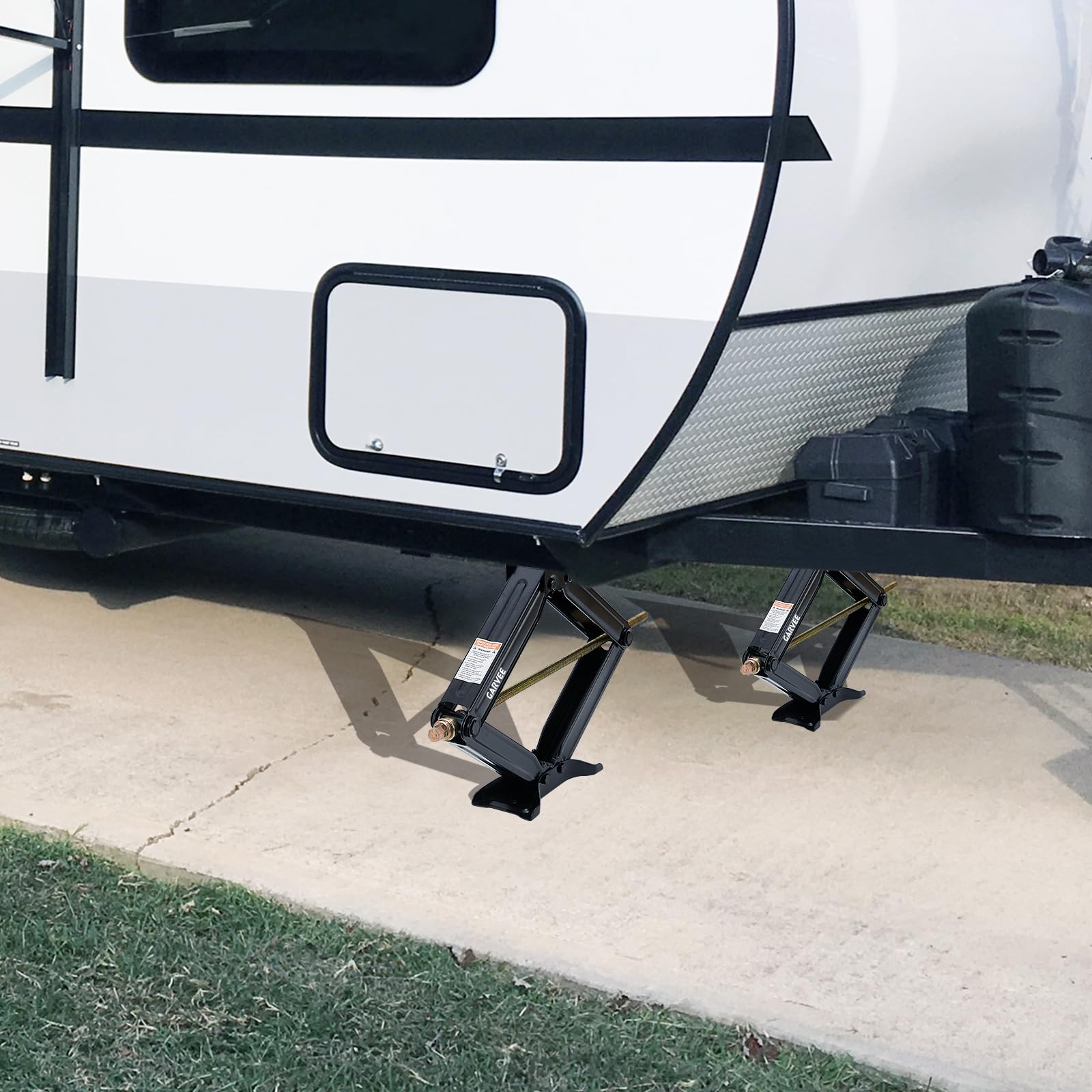 Cric a forbice da 24" per auto, stabilizzatore di livellamento con capacità di carico 7500 libbre e manovella, cric stabilizzatore per camper con altezza regolabile da 10-61 cm, in acciaio verniciato