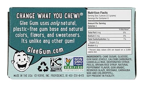 Miniatura 2 de Glee Goma de mascar totalmente natural, menta, 16 unidades (paquete de 3)