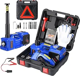 Kit De Macaco Elétrico Para Carro, 5 Toneladas, 12V, Macaco Hidráulico Elétrico Para Veículos, Conjunto De Ferramentas Para Reparo Automotivo Com Inflador Embutido E Chave De Impacto Para Troca