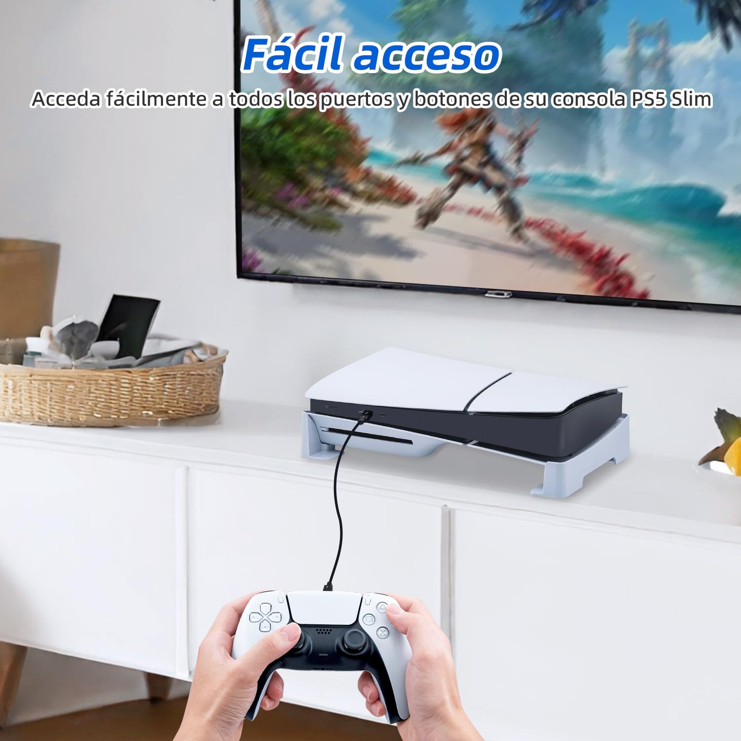 Wigearss Soporte Horizontal para Consola PS5 Slim/Pro DE/UHD, Soporte de Base con Almohadilla para PS5 Slim/Pro Disc y Edición Digital